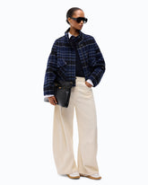 Caban en drap double à carreaux - Multicolor Noir-Bleu | Pinko