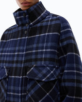 Caban en drap double à carreaux - Multicolor Noir-Bleu | Pinko