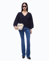 Pullover im Rippstrick mit V-Ausschnitt - Blau | Pinko