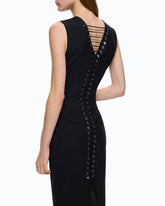 Slim-fit midi dress with lacing - | Pinko