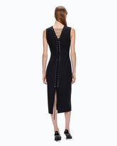 Slim-fit midi dress with lacing - Black | Pinko