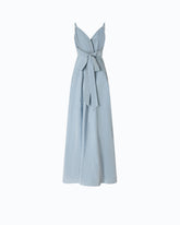 Abito lungo in taffetà con spacco - Azzurro | Pinko