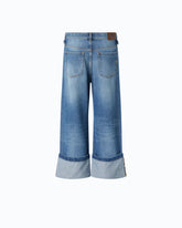 Cropped-Jeans mit Saumaufschlag und Gürtel - Hellblau | Pinko