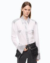 Poplin shirt with strass embellishments - | Pinko