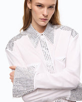 Poplin shirt with strass embellishments - | Pinko
