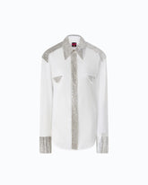 Camicia in popeline con decorazioni in strass - | Pinko