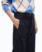 Pinstriped wool-blend balloon-leg trousers - | Pinko