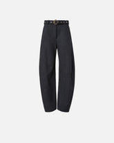 Pinstriped wool-blend balloon-leg trousers - | Pinko