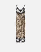 Abito slipdress midi camouflage con pizzo - | Pinko