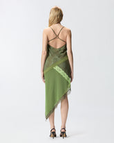 Abito corto asimmetrico in pizzo effetto patchwork - | Pinko