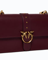 Medium Love Bag One leather handbag with New Buckle - Bordeaux | Pinko