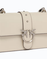 Small Love Bag One leather shoulder bag with New Buckle - White | Pinko