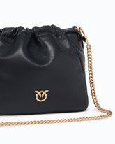 Borsa secchiello a spalla in nappa con doppia tracolla - Nero | Pinko