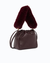 Borsa secchiello a spalla in nappa con doppia tracolla - Rosso Scuro | Pinko