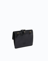 Portacarte Love Pocket in pelle con tracolla a catena - Nero | Pinko