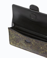 Love Pocket card holder with rhinestones and chain shoulder strap - Military Green | Pinko