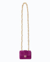 Portacarte Pocket Necklace in suede con tracolla gioiello - Rosa | Pinko