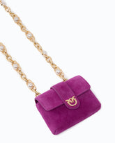 Portacarte Pocket Necklace in suede con tracolla gioiello - Rosa | Pinko