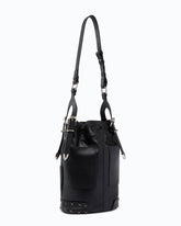 Borsa a tracolla Bucket Mini in pelle con borchie gioiello - Nero | Pinko