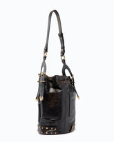 Bucket Mini crossbody bag in cloud leather with studs - Dark Red | Pinko
