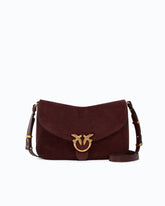 Τσάντα χιαστί μεσαίου μεγέθους Love Bag Satchel από σουέτ - Σκούρο κόκκινο | Pinko