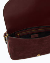 Love Bag Satchel medium crossbody bag in suede - Dark Red | Pinko