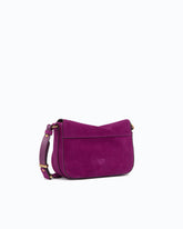 Borsa a tracolla Mini Love Bag Satchel in suede - Purple | Pinko