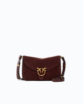 Mini Love Bag Satchel crossbody bag in suede - Dark Red | Pinko