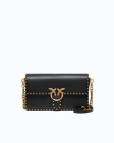 Sac bandoulière moyen Love One Slouchy en cuir avec clous - Noir | Pinko