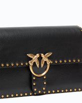 Sac bandoulière moyen Love One Slouchy en cuir avec clous - Noir | Pinko