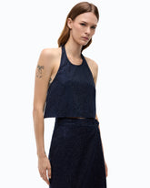 Top full strass con schiena scoperta - Blu | Pinko