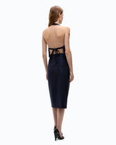 Fully rhinestoned open-back top - Dark Blue | Pinko