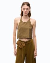 Fully rhinestoned open-back top - | Pinko