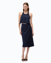 Fully rhinestoned calf-length wrap skirt - | Pinko