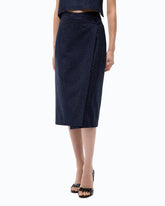 Fully rhinestoned calf-length wrap skirt - | Pinko
