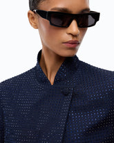 Giacca cropped con strass - Blu | Pinko