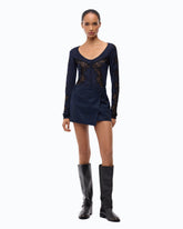 Minigonna a portafoglio full strass - Blu | Pinko