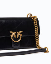 Sac à bandoulière Mini Love Bag One Light en cuir brillant à double bandoulière - Multicolore Noir-Blanc-Marron | Pinko