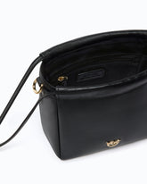 Shoulder bucket bag in nappa leather with flower - Black | Pinko