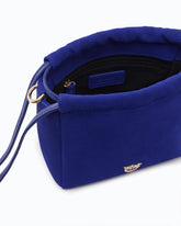 Schulter-Beuteltasche aus Veloursleder mit Blume aus Nappaleder - Dunkelblau | Pinko