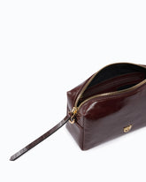 Borsa bauletto mini in pelle lucida con doppia tracolla - Rosso Scuro | Pinko