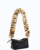 Minibolso baúl de piel brillante con doble correa - Multicolor Negro-Blanco-Marrón | Pinko