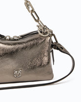 Mini Boston bag in laminated nappa leather with two straps - Light Grey | Pinko