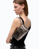 Mini Boston bag in laminated nappa leather with two straps - Light Grey | Pinko