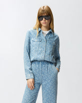 Bluse aus Denim mit Logo Love Birds - Blau | Pinko