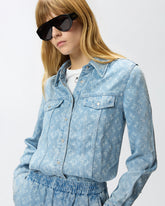 Bluse aus Denim mit Logo Love Birds - Blau | Pinko