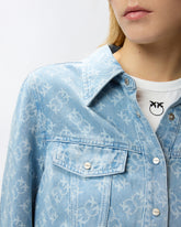 Bluse aus Denim mit Logo Love Birds - Blau | Pinko