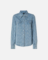 Bluse aus Denim mit Logo Love Birds - Blau | Pinko