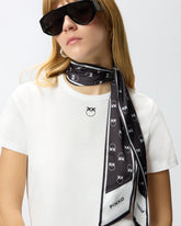 T-shirt with Love Birds logo scarf - Multicolor Black-White | Pinko