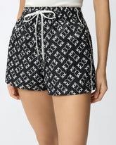 Shorts with all-over Love Birds logo - Multicolor Black-White | Pinko